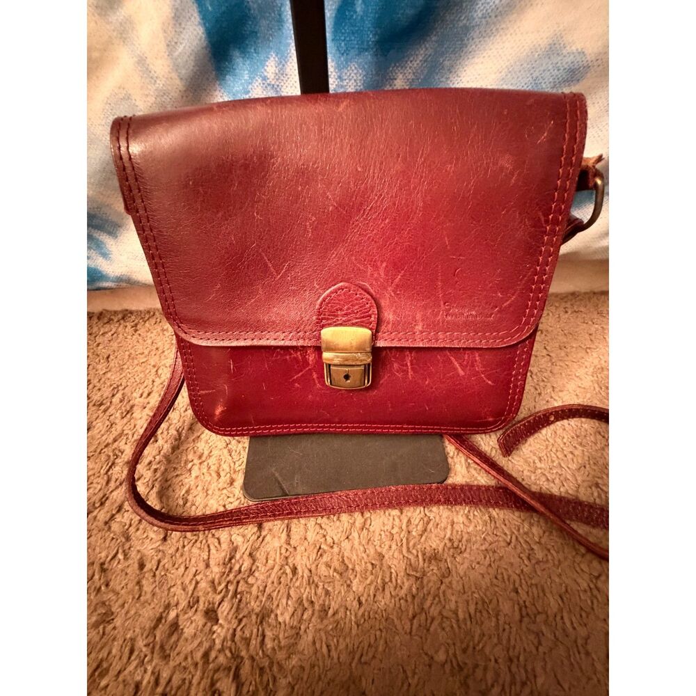 Vera Pelle Leather Dark Red Crossbody Bag, Messenger Bag , Italian Handmade